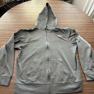 Sport-Tek Charcoal Gray Full Zip Fleece Hoodie Chicken Express Logo Uniform Sz L